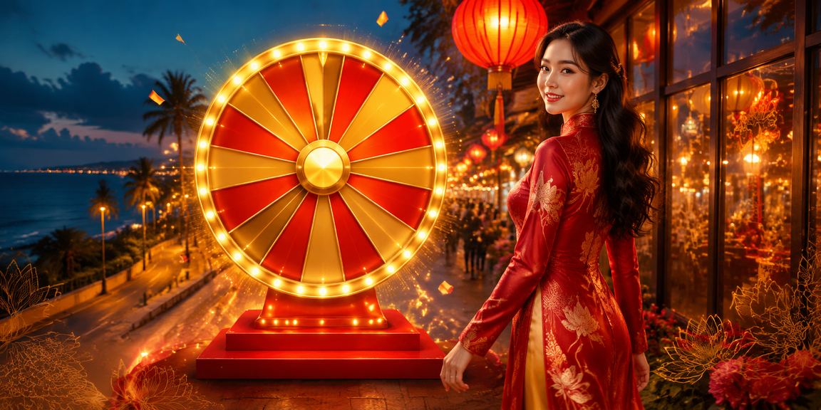 Khung cảnh chợ đêm Mũi Né với không khí lễ hội lucky draw sôi động về đêm